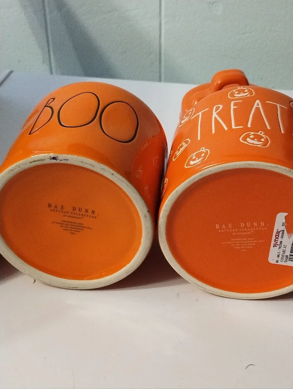 New Rae Dunn Orange 'BOO' & 'TREATS' Ceramic Halloween Canister Set